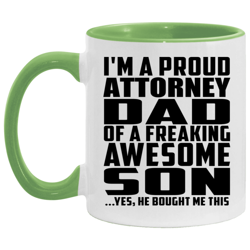 Proud Attorney Dad Of Awesome Son - 11oz Accent Mug Green