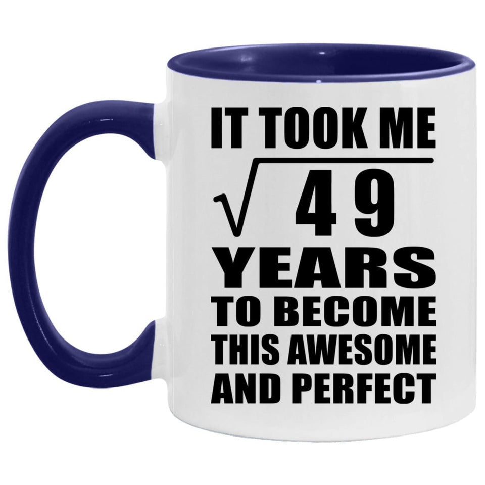 7th Birthday Took Square Root of 49 Years To Awesome - 11oz Accent Mug Purple