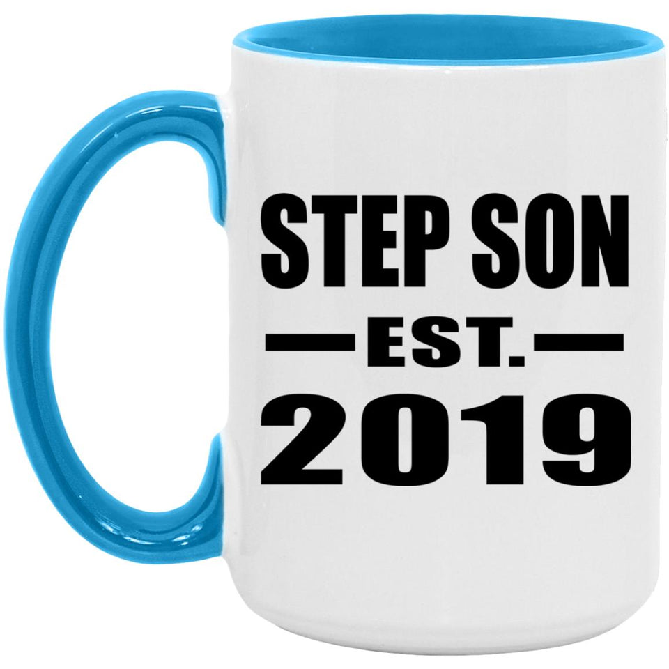 Step Son Established EST. 2019 - 15oz Accent Mug Blue