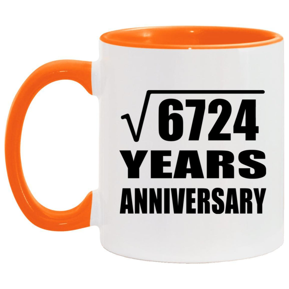 82nd Anniversary Square Root of 6724 Years Anniversary - 11oz Accent Mug Orange