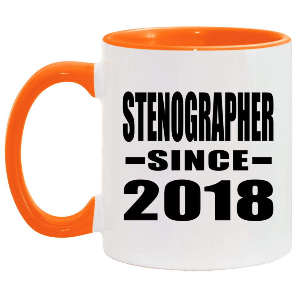 Stenographer Since 2018 - 11oz Accent Mug Orange