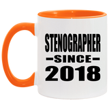 Stenographer Since 2018 - 11oz Accent Mug Orange