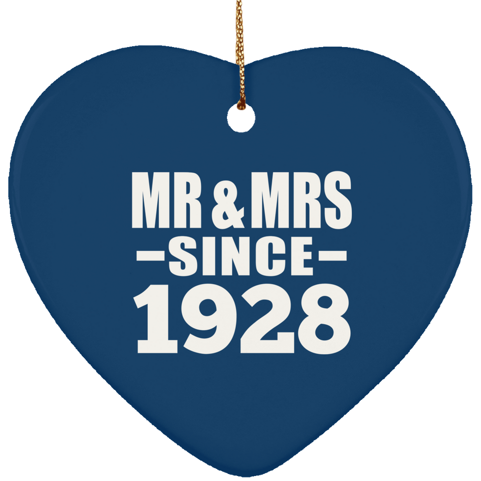 96th Anniversary Mr & Mrs Since 1928 - Heart Ornament