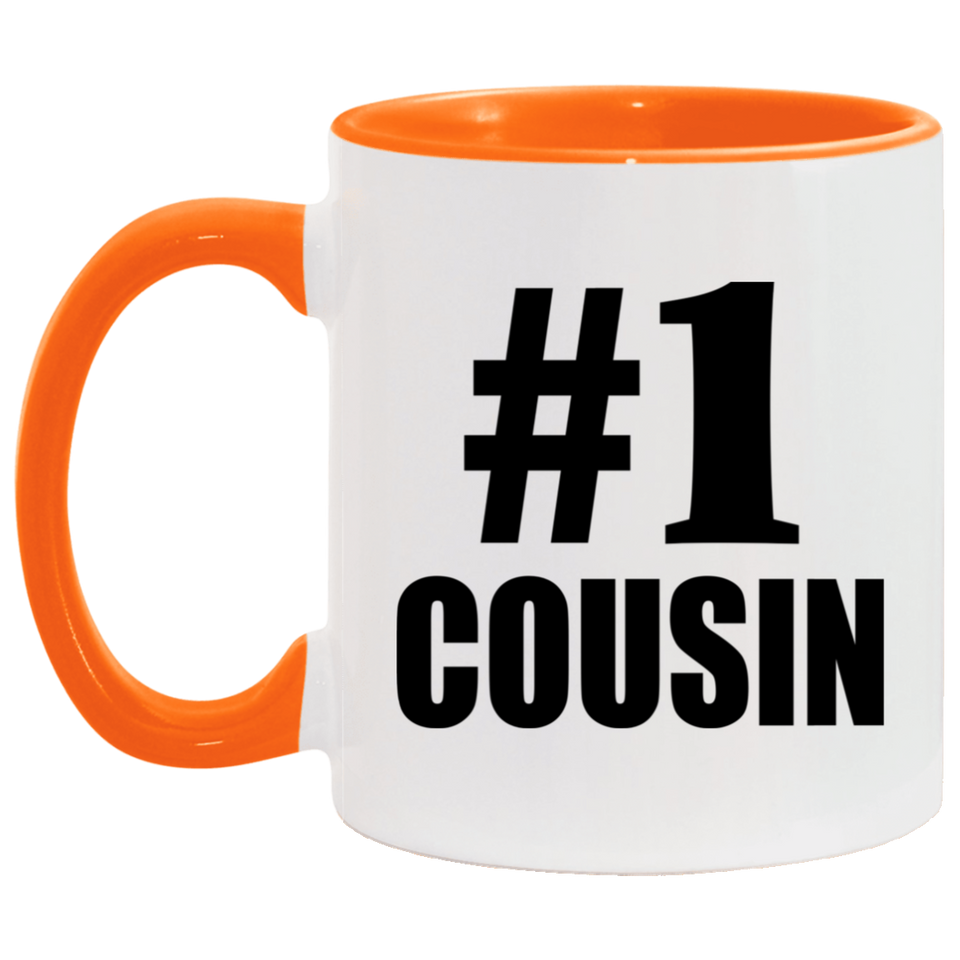Number One #1 Cousin - 11oz Accent Mug Orange