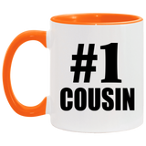 Number One #1 Cousin - 11oz Accent Mug Orange