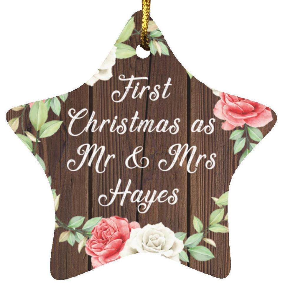 First Christmas As Mr & Mrs Hayes - Star Ornament A