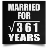 19th Anniversary Married For Square Root of 361 Years - Poster Square