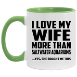 I Love My Wife More Than Saltwater Aquariums - 11oz Accent Mug Green