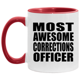 Most Awesome Corrections Officer - 11oz Accent Mug Red