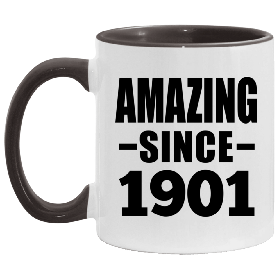 123rd Birthday Amazing Since 1901 - 11oz Accent Mug Black