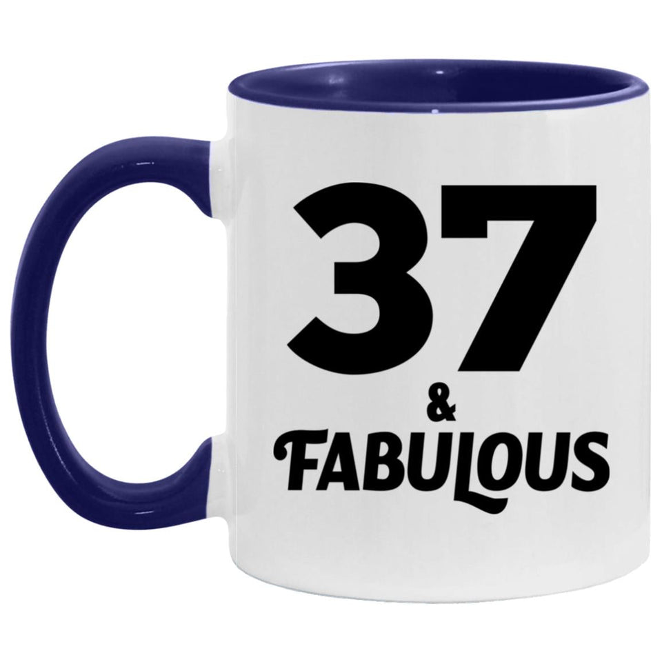 37th Birthday 37 & Fabulous - 11oz Accent Mug Purple