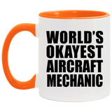 World's Okayest Aircraft Mechanic - 11oz Accent Mug Orange