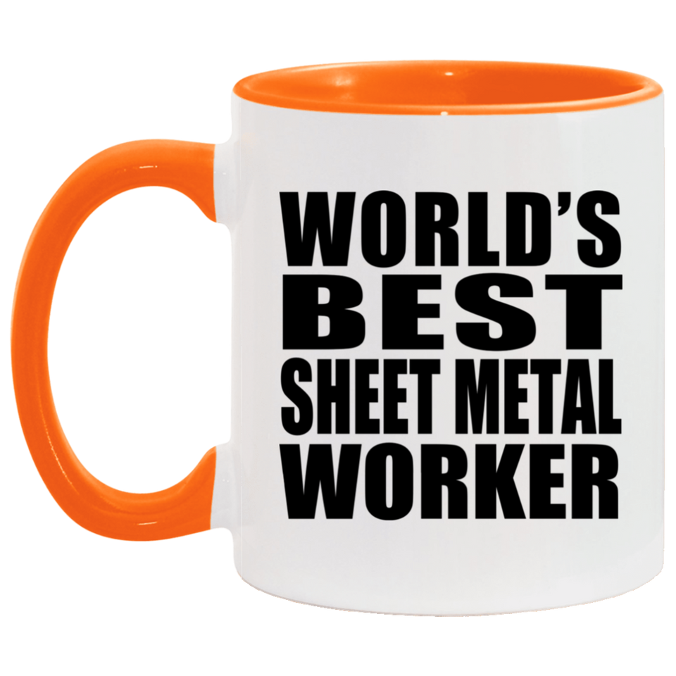 World's Best Sheet Metal Worker - 11oz Accent Mug Orange