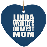 Linda World's Okayest Mom - Heart Ornament