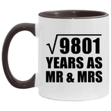 99th Anniversary Square Root of 9801 Years As Mr & Mrs - 11oz Accent Mug Black