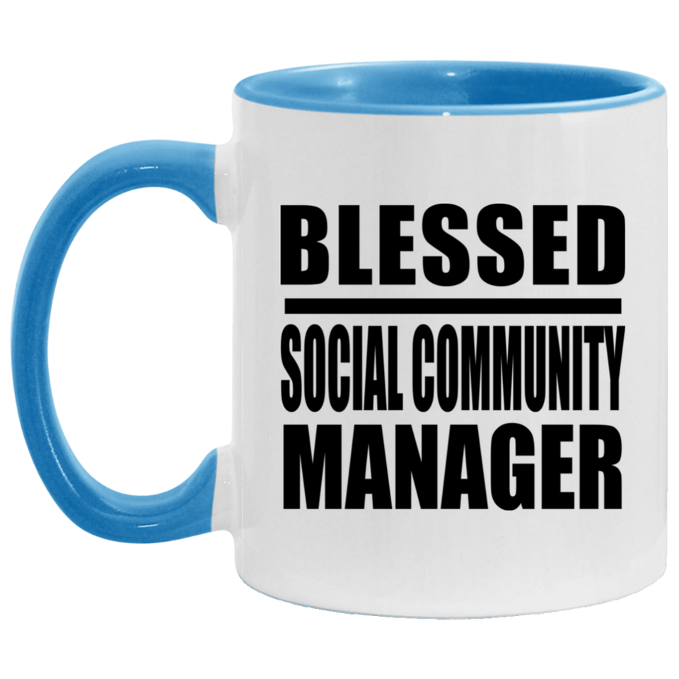 Blessed Social Community Manager - 11oz Accent Mug Blue