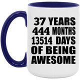 37th Birthday 37 Years 444 Months 13514 Days Of Awesome - 15oz Accent Mug Purple