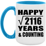 Happy 46th Anniversary Square Root of 2116 Years & Counting - 15oz Accent Mug Blue