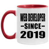 Web Developer Since 2019 - 11oz Accent Mug Red
