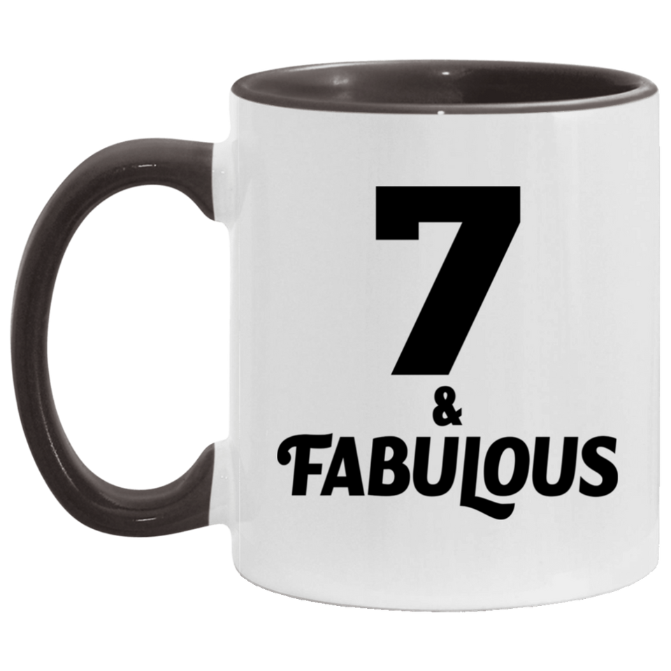 7th Birthday 7 & Fabulous - 11oz Accent Mug Black