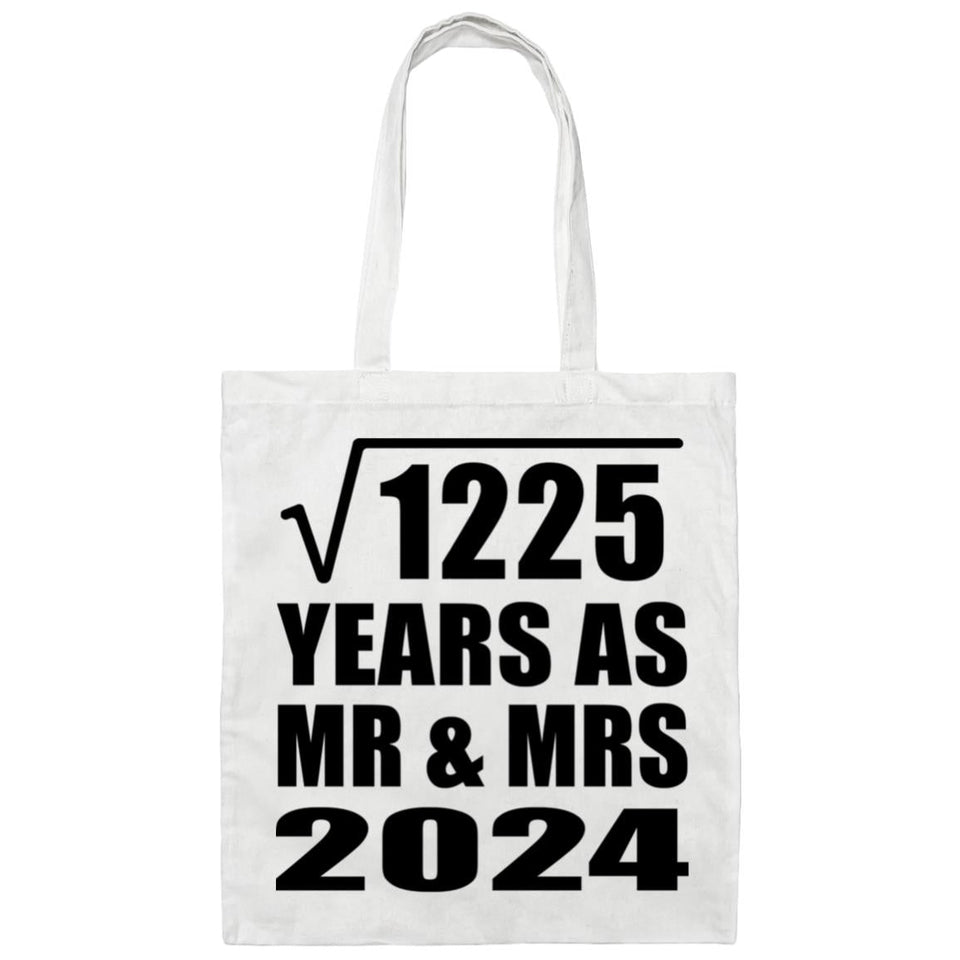 35th Anniversary Square Root of 1225 Years As Mr & Mrs 2024 - Tote Bag White