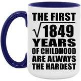 43rd Birthday Square Root of 1849 Years of Childhood - 15oz Accent Mug Purple