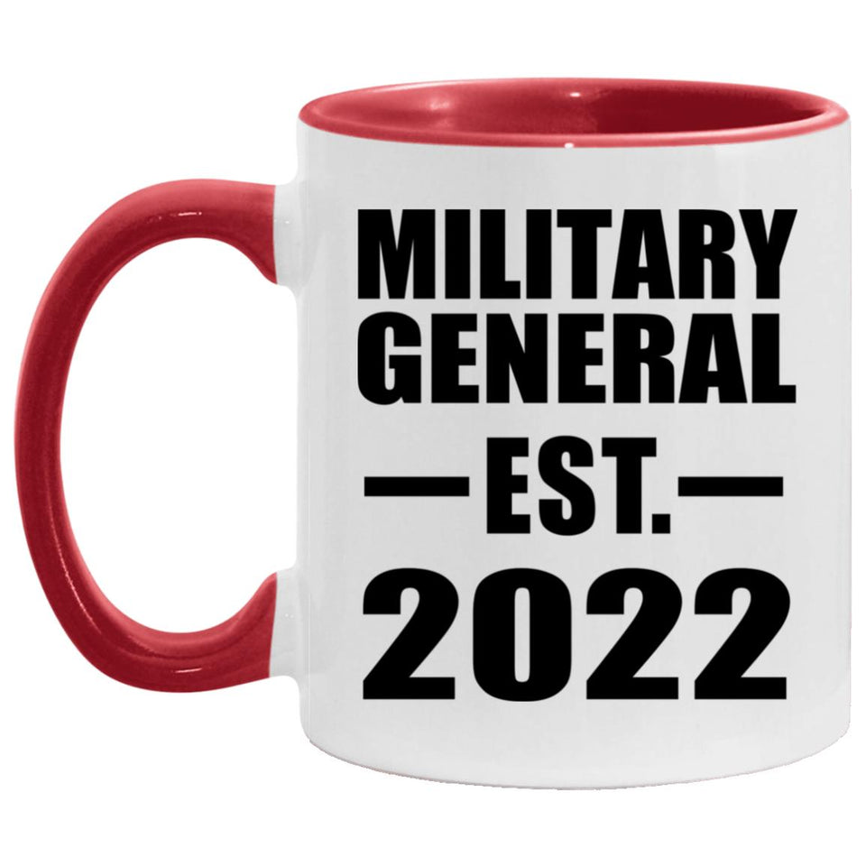 Military General Established EST. 2022 - 11oz Accent Mug Red