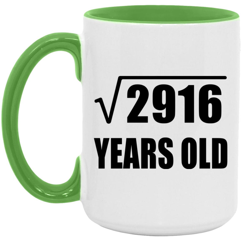 54th Birthday Square Root of 2916 Years Old - 15oz Accent Mug Green