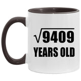 97th Birthday Square Root of 9409 Years Old - 11oz Accent Mug Black