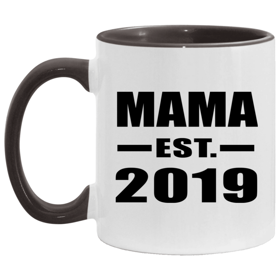 Mama Established EST. 2019 - 11oz Accent Mug Black