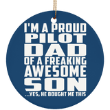 Proud Pilot Dad Of Awesome Son - Circle Ornament