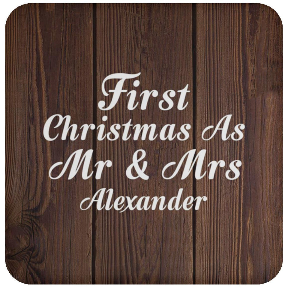 First Christmas As Mr & Mrs Alexander - Drink Coaster D