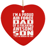 Proud Air Force Dad Of Awesome Son - Heart Ornament