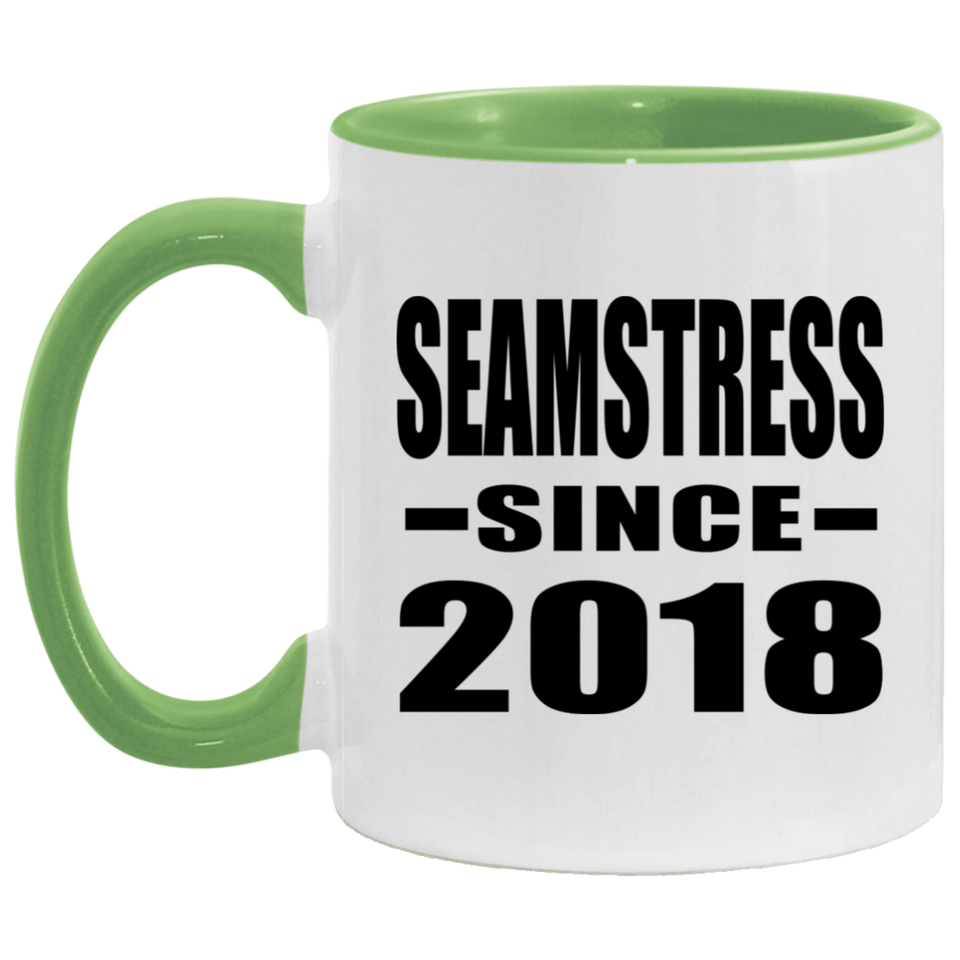 Seamstress Since 2018 - 11oz Accent Mug Green