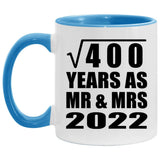 20th Anniversary Square Root of 400 Years As Mr & Mrs 2022 - 11oz Accent Mug Blue