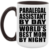 Paralegal Assistant By Day World's Best Mom By Night - 15oz Accent Mug Black