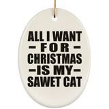 All I Want For Christmas Is My Sawet Cat - Oval Ornament