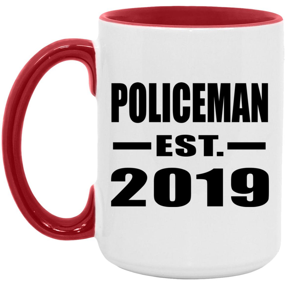 Policeman Established EST. 2019 - 15oz Accent Mug Red