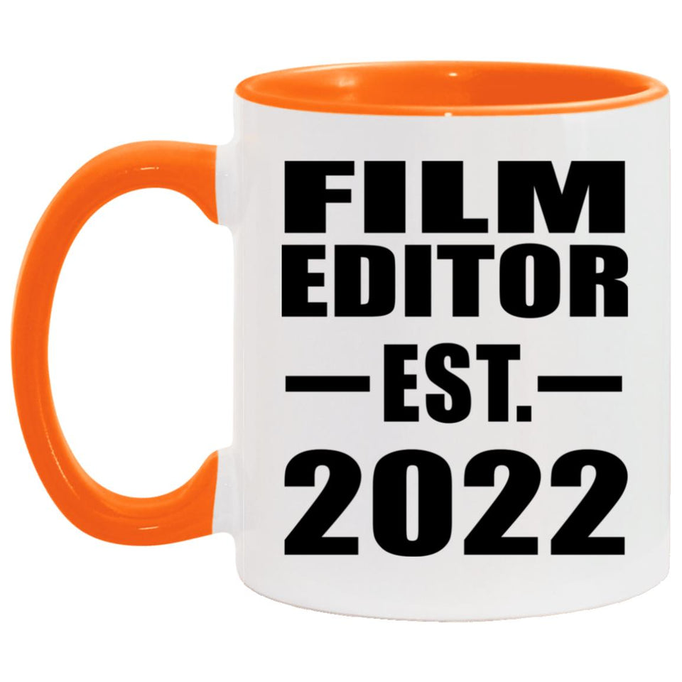 Film Editor Established EST. 2022 - 11oz Accent Mug Orange