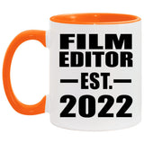 Film Editor Established EST. 2022 - 11oz Accent Mug Orange