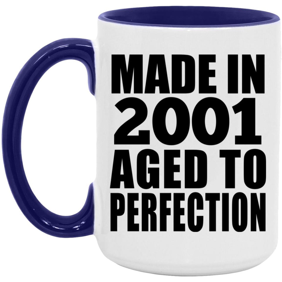 23rd Birthday Made In 2001 Aged to Perfection - 15oz Accent Mug Purple