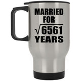 81st Anniversary Married For Square Root of 6561 Years - Silver Travel Mug