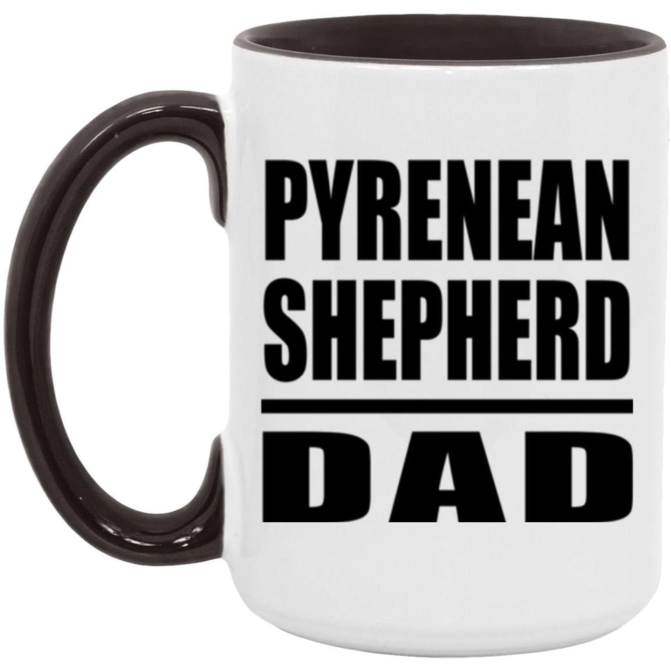 Pyrenean Shepherd Dad - 15oz Accent Mug Black