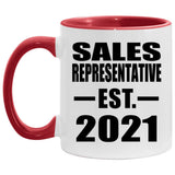 Sales Representative Established EST. 2021 - 11oz Accent Mug Red