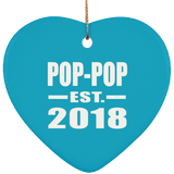 Pop-Pop Established EST. 2018 - Heart Ornament