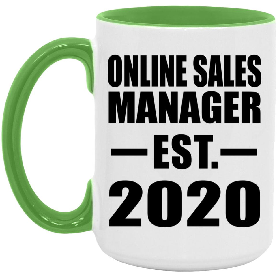 Online Sales Manager Established EST. 2020 - 15oz Accent Mug Green