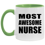 Most Awesome Nurse - 11oz Accent Mug Green