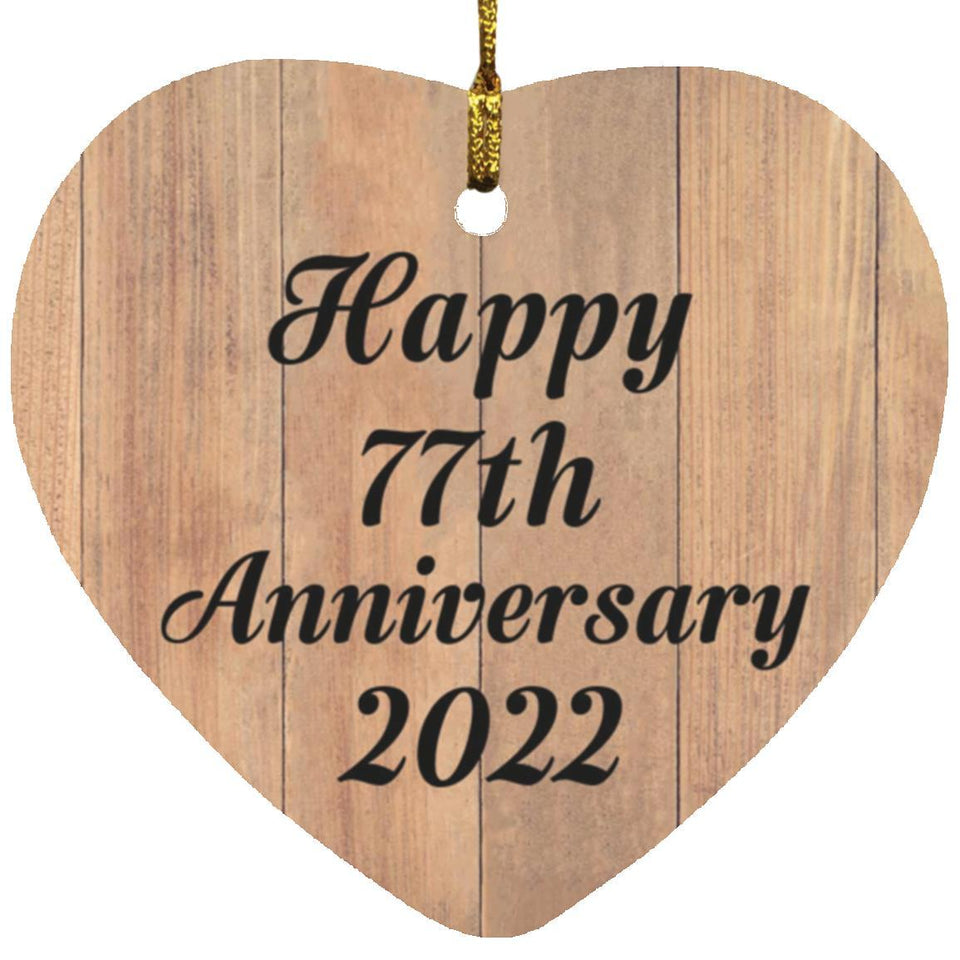 Happy 77th Anniversary 2022 - Heart Ornament C