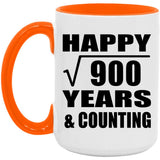 Happy 30th Anniversary Square Root of 900 Years & Counting - 15oz Accent Mug Orange
