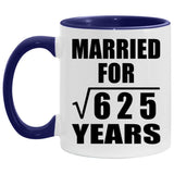 25th Anniversary Married For Square Root of 625 Years - 11oz Accent Mug Purple